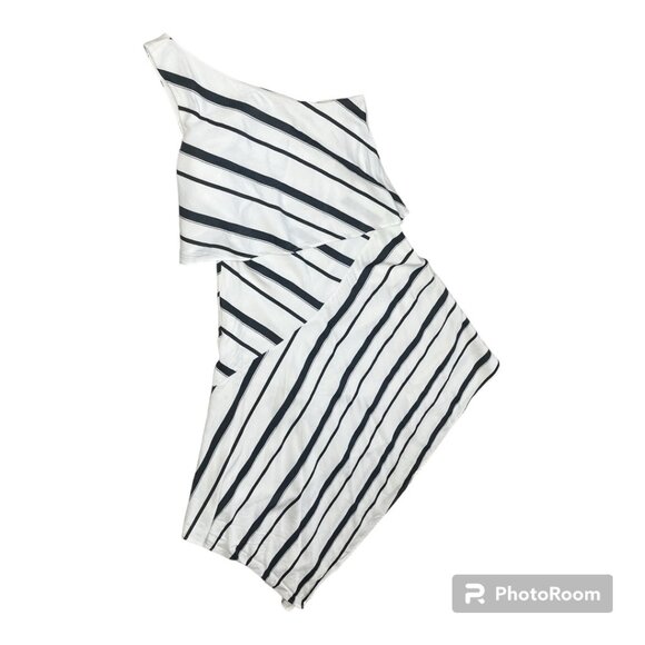 Banana Republic black and white asymmetrical diagonal stripe Size 6 dress - Picture 1 of 11